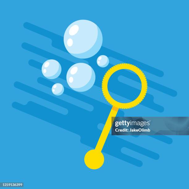 bubble wand icon flat 2 - blowing bubbles stock illustrations