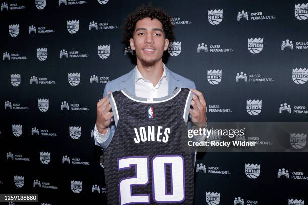 Colby Jones of the Sacramento Kings poses for a portrait on June 27, 2023 at Golden 1 Center in Sacramento, California. NOTE TO USER: User expressly...