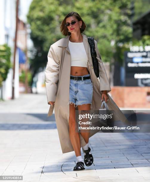 Hailey Bieber is seen on June 27, 2023 in Los Angeles, California.