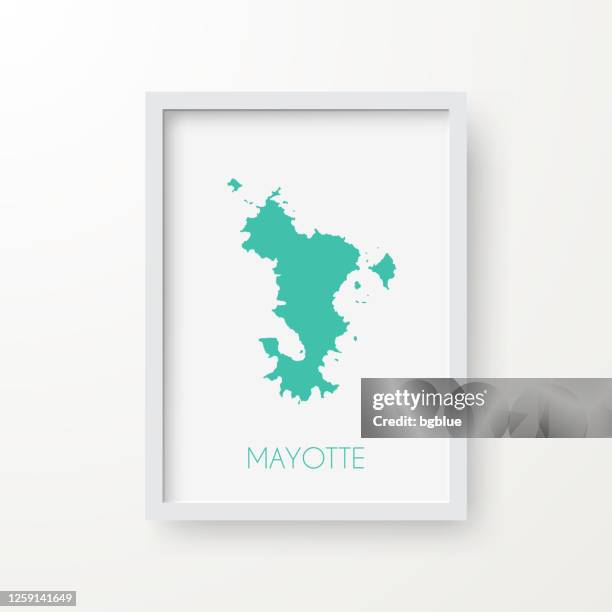 mayotte map in a frame on white background - rectangle border stock illustrations