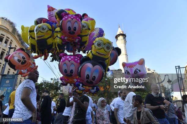 Muslims arrive at the Mohammad Al Amin Mosque to perform Eid al-Adha prayer in Beirut, Lebanon on June 28, 2023.