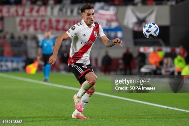Enzo Diaz of River Plate seen in action during a match between River Plate and Instituto as part of Liga Profesional 2023 at Estadio M·s Monumental...