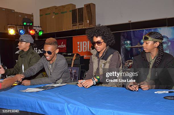 Recording artist Roc Royal, Prodigy, Princeton and Ray Ray sign autographs for fans at the celebration for Mindless Behavior's Girl album release...