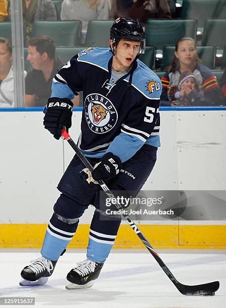 Marcel Goc of the Florida Panthers skates prior to the game against the Nashville Predators on September 19, 2011 at the BankAtlantic Center in...