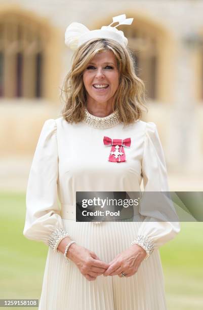 Kate Garraway after being made a Member of the Order of the British Empire for her services to broadcasting, journalism and charity by the Prince of...