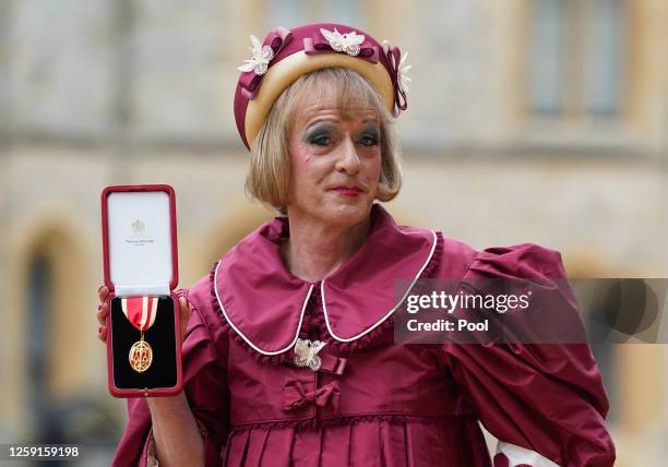 Sir Grayson Perry, artist, writer and Broadcaster after being made a Knight Bachelor by the Prince of Wales during an investiture ceremony at Windsor...