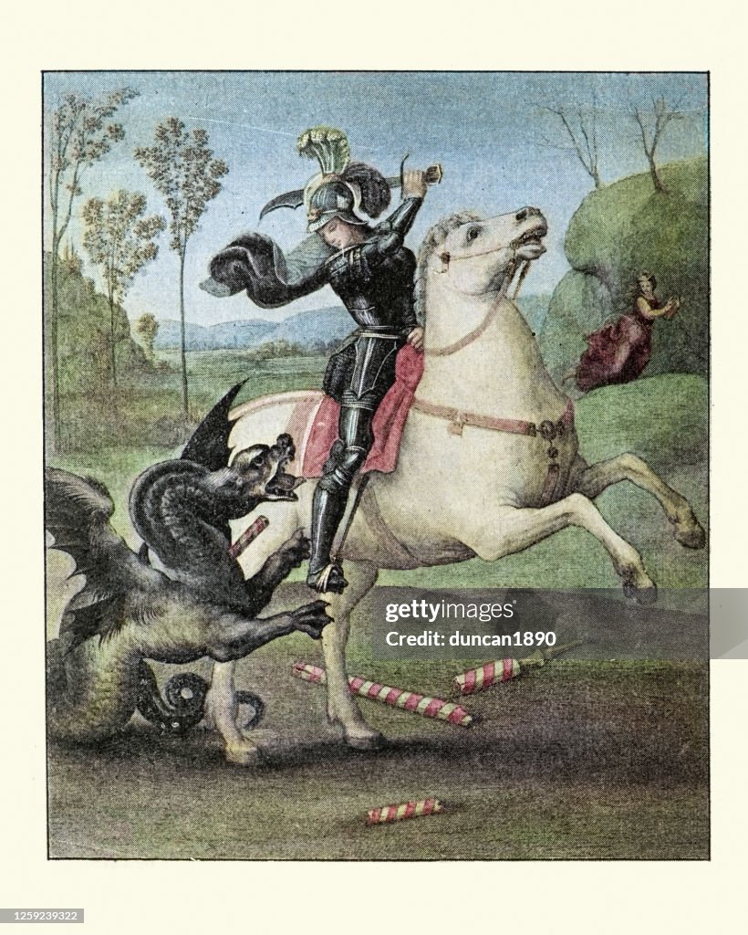 St. George Raphael St George And The Dragon After Raphael High-Res Vector Graphic - Getty ...