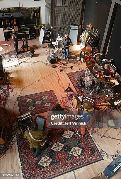 Records an album in Bryan Adam's recording studio March 5, 2007 in Vancouver, British Columbia.