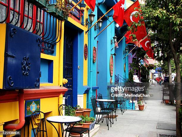colorful houses - istanbul street stock pictures, royalty-free photos & images
