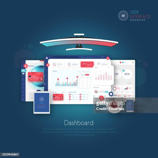 dashboard, great design for any site purposes. business infographic template. vector flat illustration. big data concept dashboard ui, ux user admin panel template design. - big data stock illustrations
