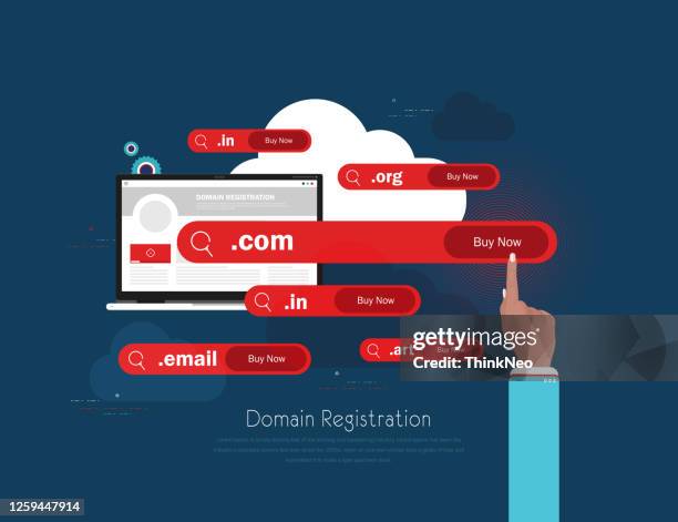 http-domain-konzept hintergrund, flache stil stock illustration - com stock-grafiken, -clipart, -cartoons und -symbole