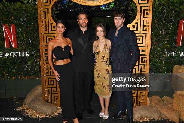 Anya Chalotra, Henry Cavill, Freya Allan and Joey Batey attend the UK Premiere of "The Witcher" Season 3 at Outernet London on June 28, 2023 in...