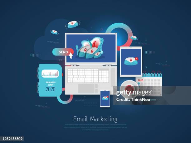 isometric mailing list or mailing services. online marketing and communication. - mailing list stock illustrations