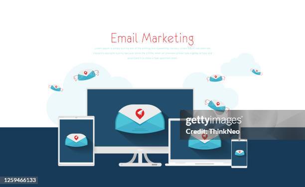 message on computer screen. mailing vector concept with envelope - mailing envelope stock illustrations