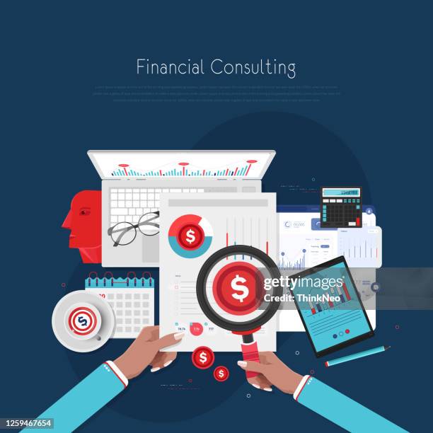 flat business analytics graph on mobile device stock illustration - financial advisor online stock illustrations
