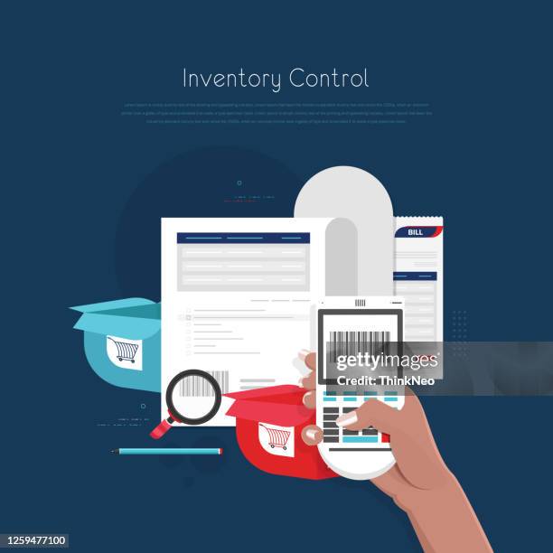 inventory control with remote - proofreading stock illustrations