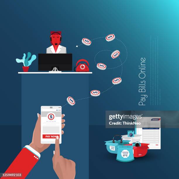 money transfer stock illustration - mobile bill pay lifestyle stock illustrations