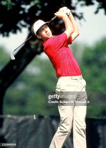 Dan Foresman tees off during the Canon Greater Hartford Open, Cromwell CT, 1992.