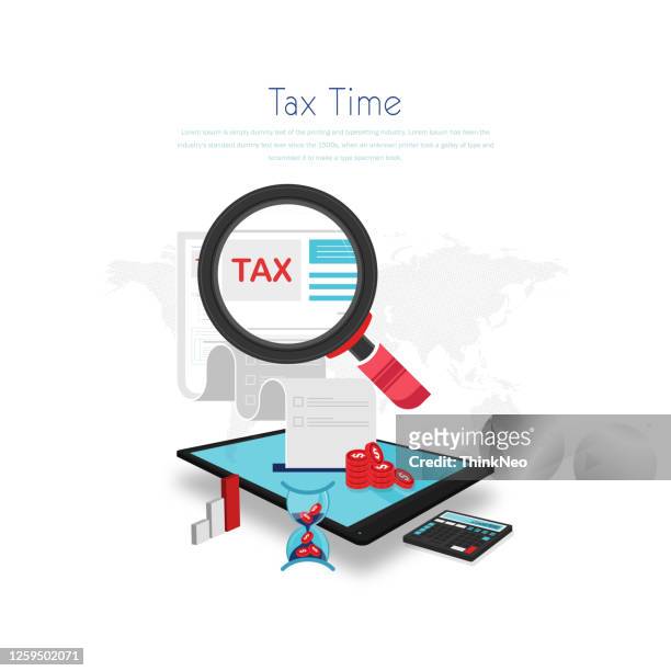 tax accounting, expenses, budget calculation. - government scrutiny stock illustrations