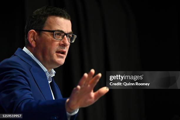 Victorian Premier Daniel Andrews speaks to the media on July 27, 2020 in Melbourne, Australia. Victoria has recorded 532 new cases of coronavirus and...