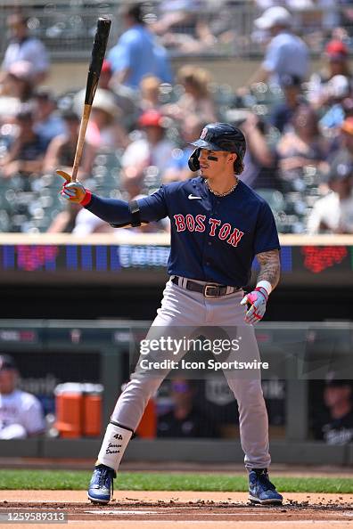 Boston Red Sox Outfield Jarren Duran At The Plate During A MLB Game