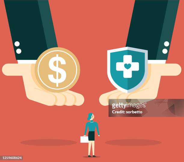 health care costs - businesswoman - asset protection stock illustrations