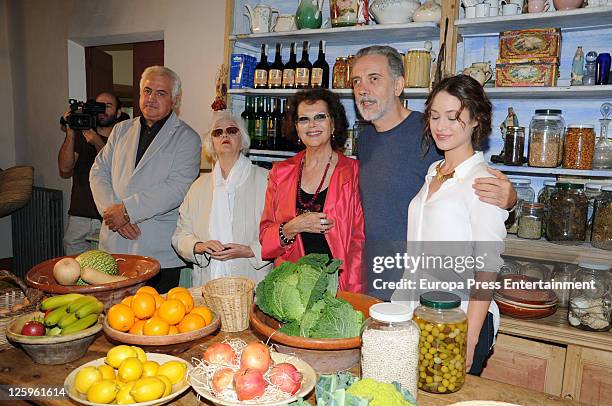 Film maker Fernando Trueba , Chus Lampreave , Claudia Cardinale and Aida Folch pose during 'El artista y la modelo' in Batet de la Serra on September...