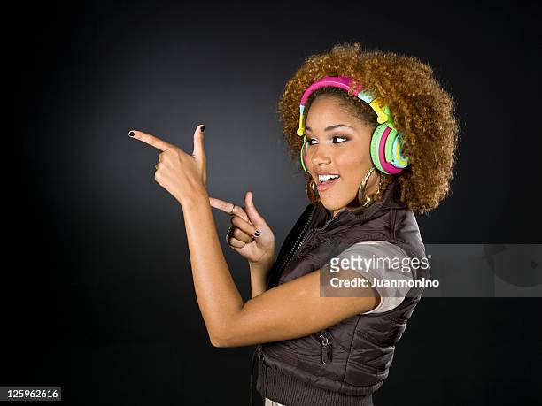 radio girl - creole ethnicity stockfoto's en -beelden