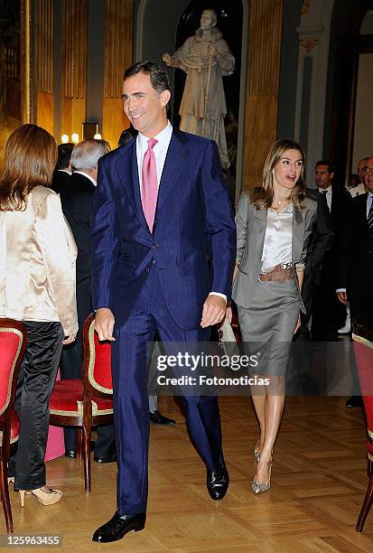 Princess Letizia of Spain and Prince Felipe of Spain attend 'Luis Carandell' Journalism Award Ceremony at the Senate Building on September 22, 2011...