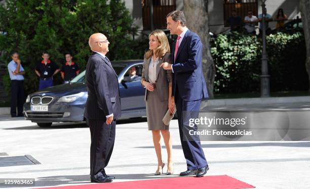 Javier Rojo, Princess Letizia of Spain and Prince Felipe of Spain attend 'Luis Carandell' Journalism Award Ceremony at the Senate Building on...