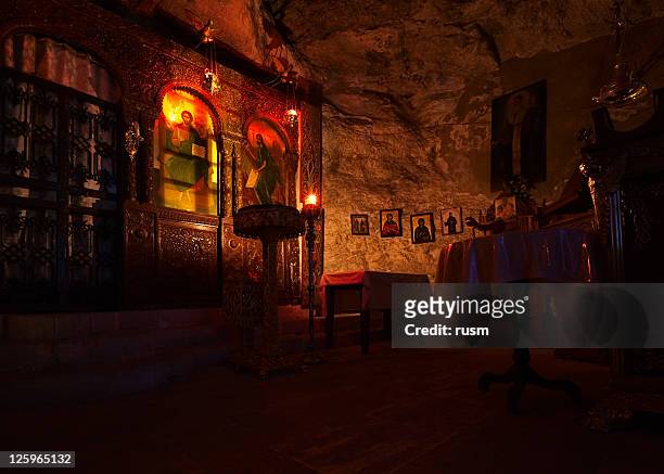 interior igreja grega - igreja ortodoxa grega imagens e fotografias de stock
