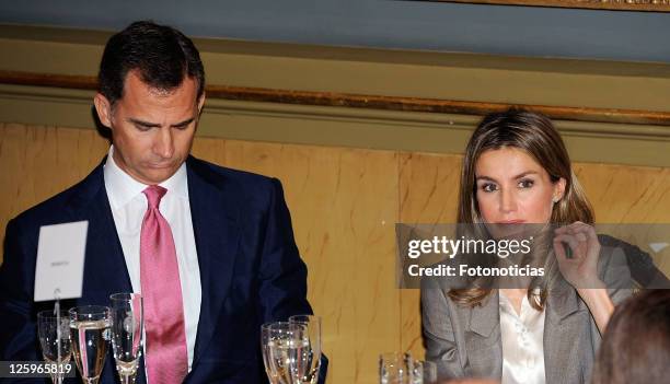 Prince Felipe of Spain and Princess Letizia of Spain attend 'Luis Carandell' Journalism Award Ceremony at the Senate Building on September 22, 2011...