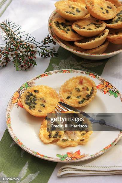 mini quiches - mini quiche stock pictures, royalty-free photos & images