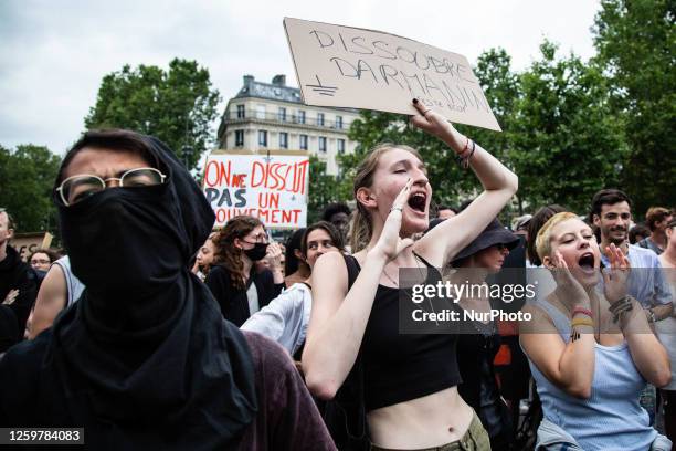 Protest to tribute to Nahel, a teenager killed by a policeman after he refused to stop for a traffic check in the city of Nanterre.