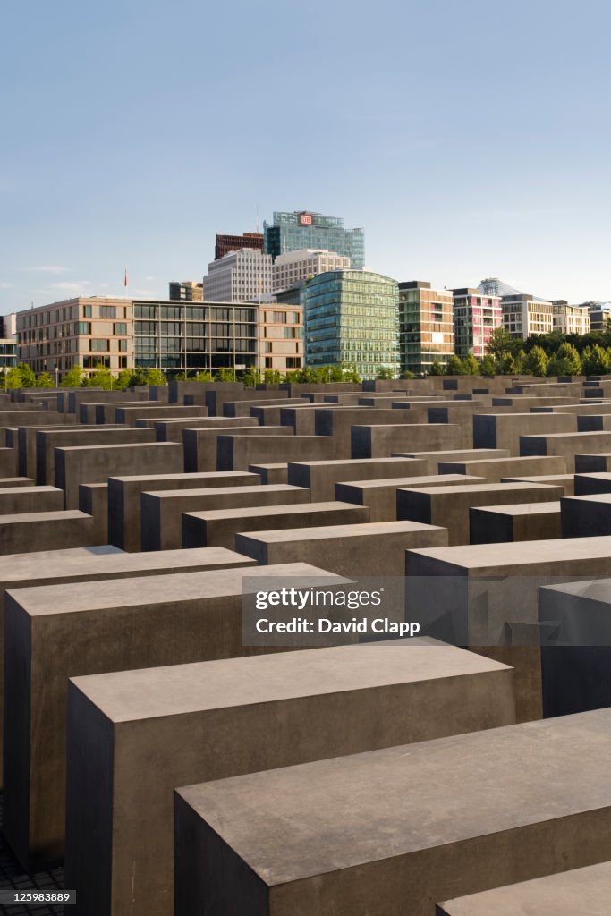 The view to Potsdamer Platz across the Jewish Memorial, Berlin, Germany