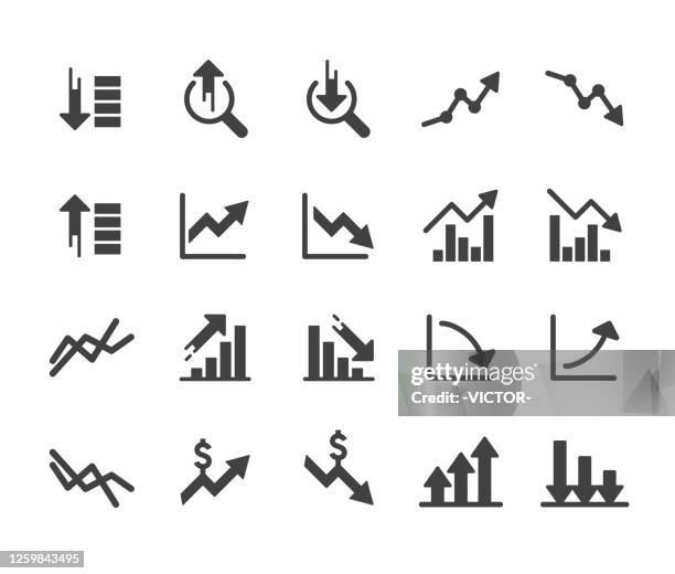 wachstums- und decline-ikonen - classic series - grafik stock-grafiken, -clipart, -cartoons und -symbole