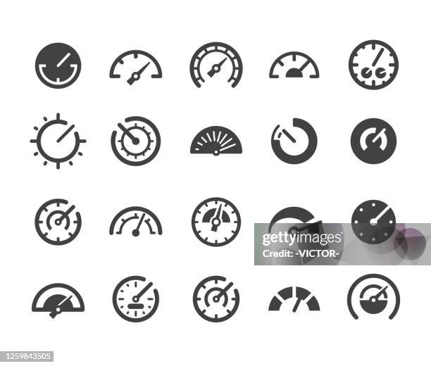 gauge and speedometer icons - classic series - gas meter stock illustrations