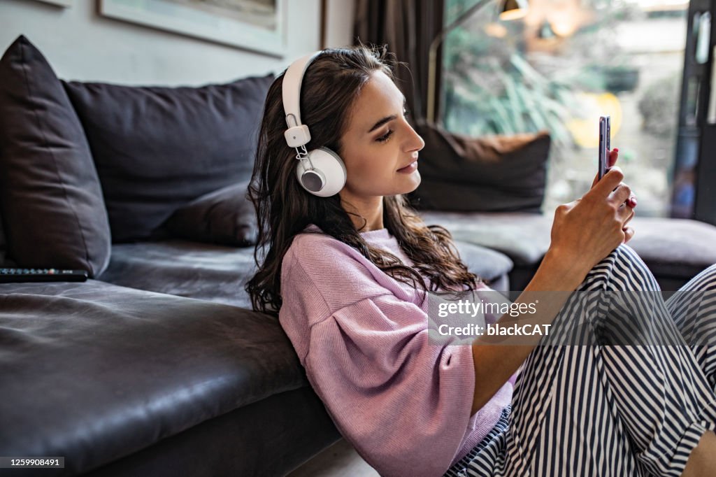Young woman enjoying at home
