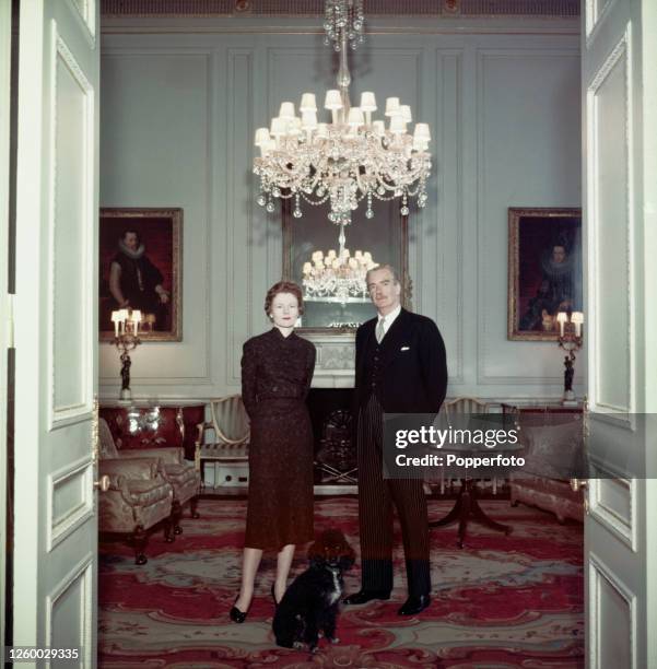 British Conservative Party politician, Foreign Secretary and deputy Prime Minister of the United Kingdom, Sir Anthony Eden posed with his wife...