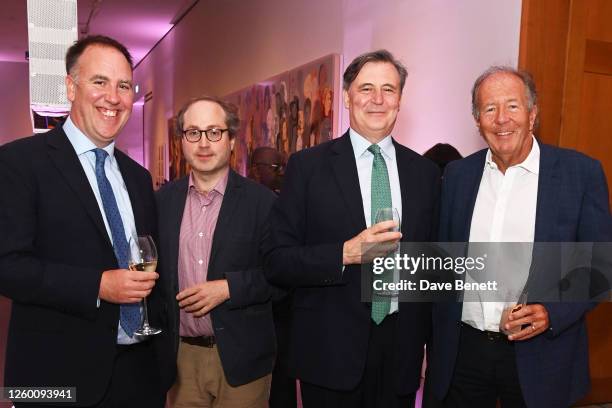 Simon Kennedy, Edward Evans, John Micklethwait and Lord Bruce Dundas attend Bloomberg UK's Summer reception at National Portrait Gallery on June 28,...