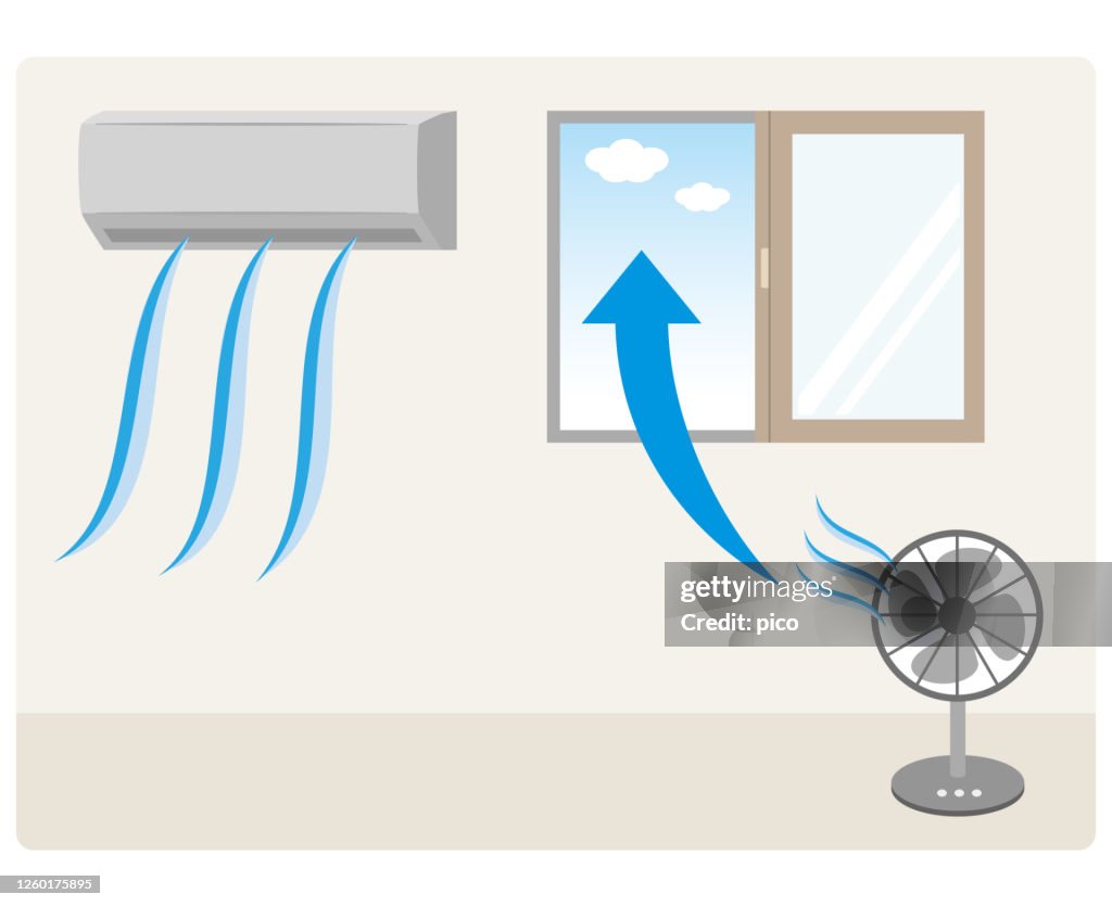 Ventilation with a fan in a room with an air conditioner