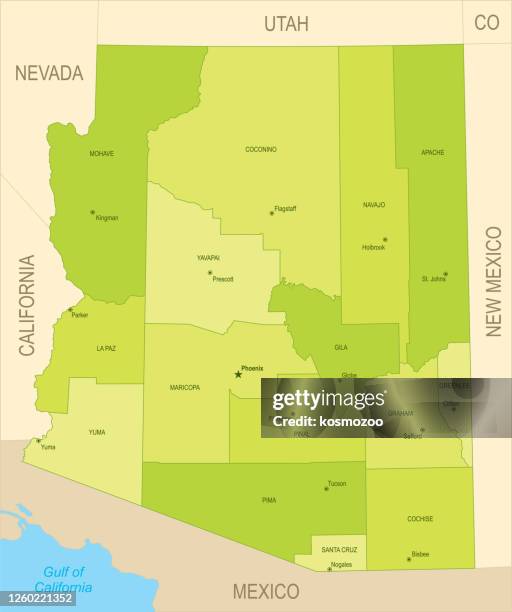 flat map of arizona - arizona stock illustrations