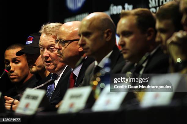 Boxing manager and promoter, Frank Warren speaks to the media to announce BOX NATION, the new boxing television station at the Frank Warren Press...