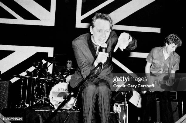 English New Wave, Pop, and Jazz musician Joe Jackson performs, with his band, onstage at the Capitol Theatre, Passaic, New Jersey, February 15, 1980....