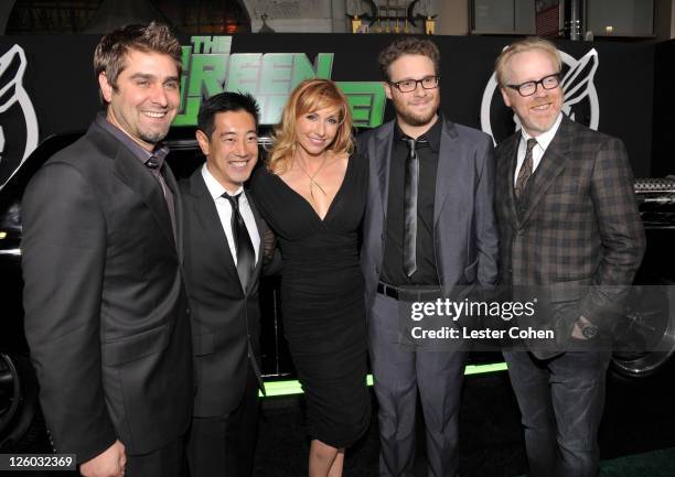 Personalities Tory Belleci, Grant Imahara, Kari Byron, Executive Producer/Writer/ Actor Seth Rogen and TV Persoanlity Adam Savage arrive at "The...