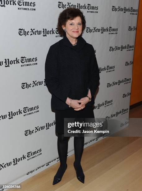 Film and literary critic for The New York Times Janet Maslin attends the 10th Annual New York Times Arts & Leisure Weekend photocall at the Times...