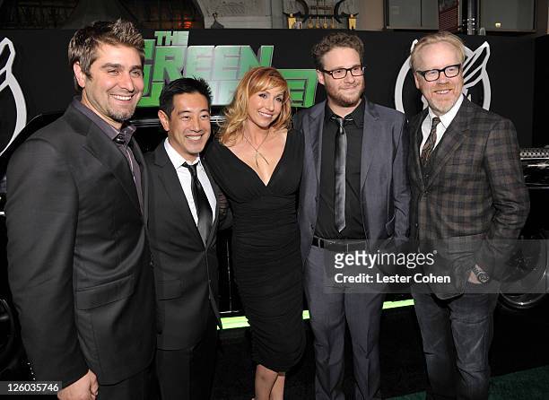 Personalities Tory Belleci, Grant Imahara, Kari Byron, Executive Producer/Writer/ Actor Seth Rogen and TV Persoanlity Adam Savage arrive at "The...