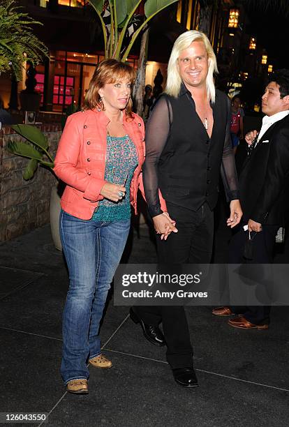 Paula Jones and television personality Daniel DiCriscio are seen on the street on April 27, 2011 in Los Angeles, California.