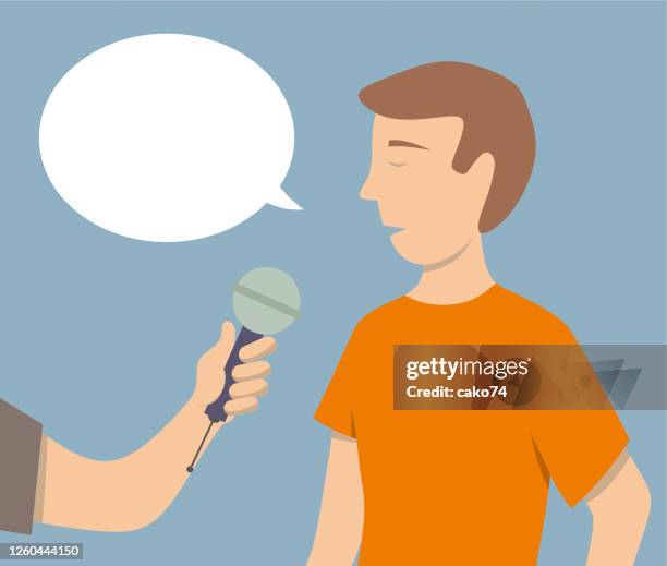 street reporter vector illustration - two people talking outside stock illustrations