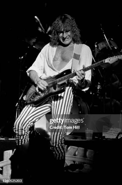 Guitarist Fernando von Arb of Swiss band Krokus performs at The Fabulous Fox Theater on July 26, 1982 in Atlanta, Georgia.